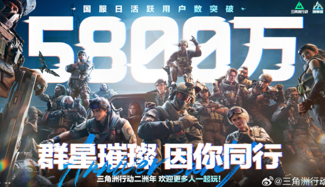 腾讯《三角洲行动》国服日活跃用户数突破 5800 万人